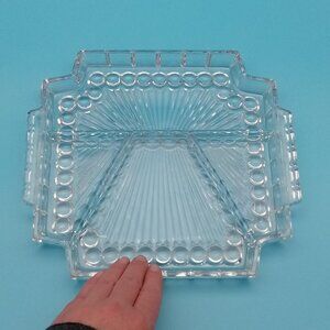 Jeanette Heavy Depression Glass Serving Tray Art Deco Appetizers Relish EAPG